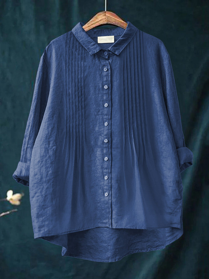 Solid Color Cotton and Linen Shirt